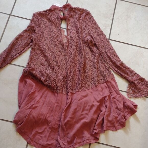NWT Free People Lace Secret Origins Tunic Dusty Mauve size XS - Picture 8 of 13